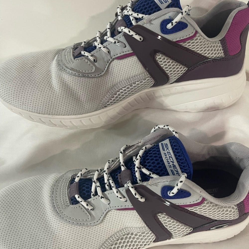 Skechers Light Gray and Violet Sneakers - Picture 3 of 11